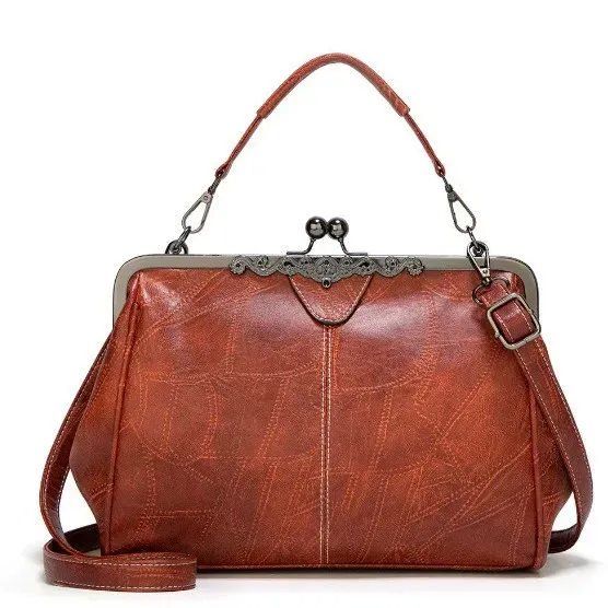 New women's handbag, fashionable crossbody clip bag, European and American style oiled leather women's bag, trendy