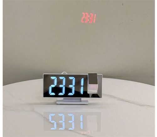 Mirror projection clock, digital temperature and time projection clock, desktop living room, high-end feel