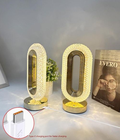 Rechargeable crystal table lamp, luxurious and sophisticated bedroom bedside ambient light, European-style creative touch track table lamp