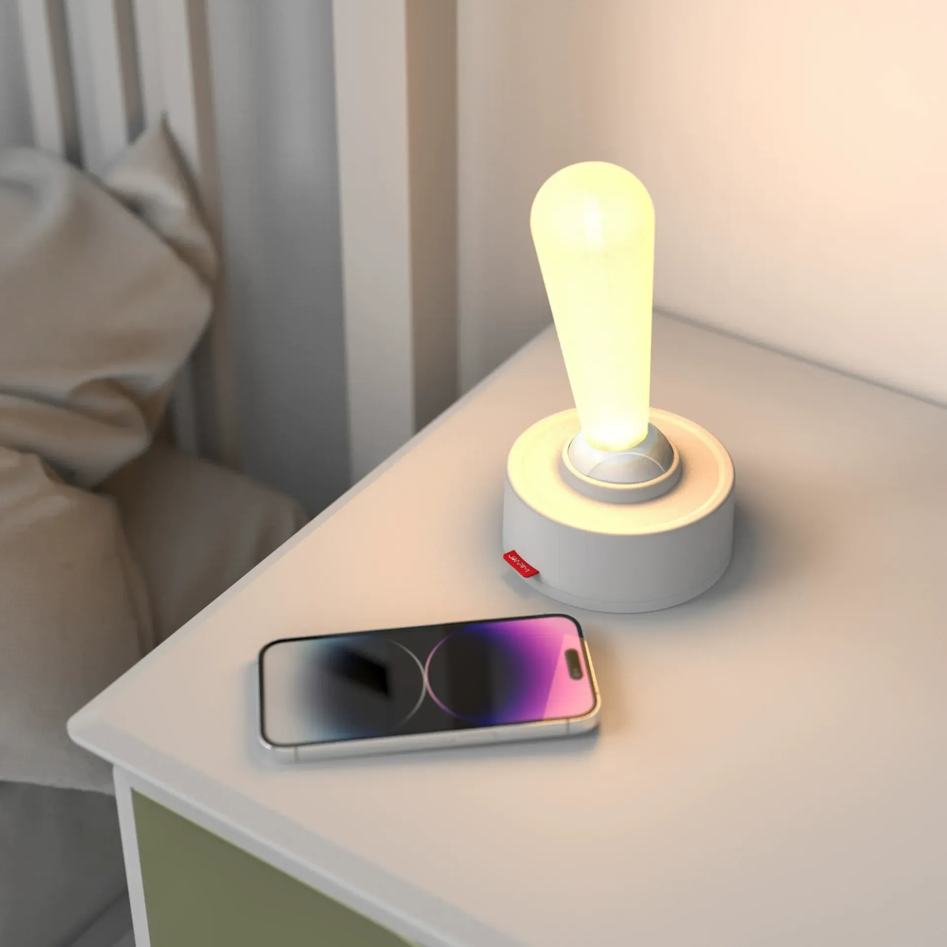 Creative USB rechargeable silicone toggle night light rocker switch, a tech-inspired home bedside bedroom ambient light gift.