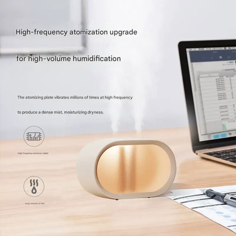 New Home Humidifier with Large Spray, Large Capacity, Small and Portable for Bedroom Desktops, Dual Spray Aromatherapy, Silent Design