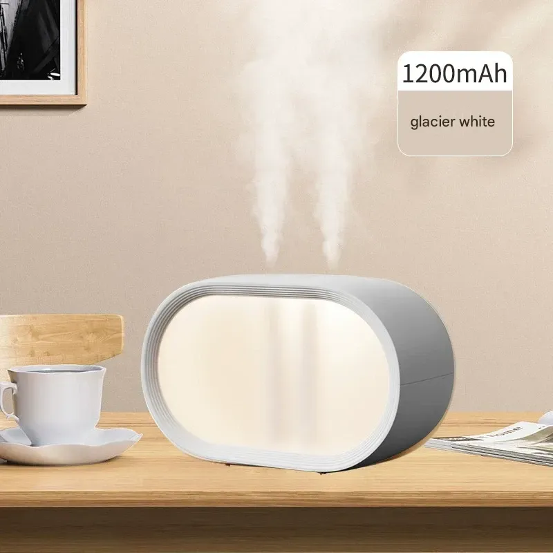 New Home Humidifier with Large Spray, Large Capacity, Small and Portable for Bedroom Desktops, Dual Spray Aromatherapy, Silent Design