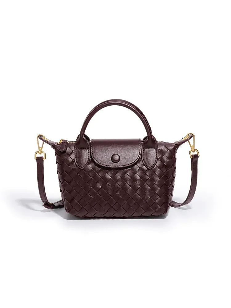 Hand-woven single-shoulder dumpling bag, stylish bucket bag, new and simple women's crossbody bag