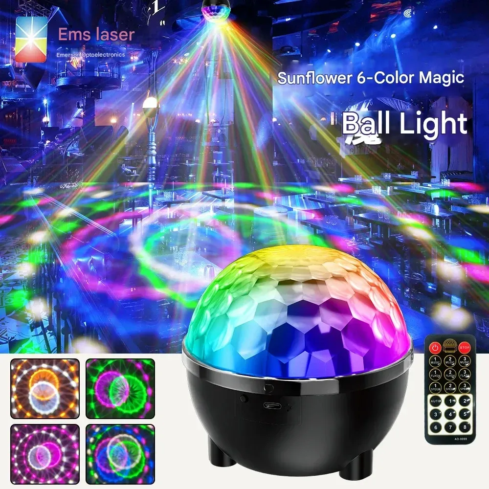 Stage lights, seven-color rotating lights, bar voice-activated lights, KTV ambient lights, LED magic ball lights
