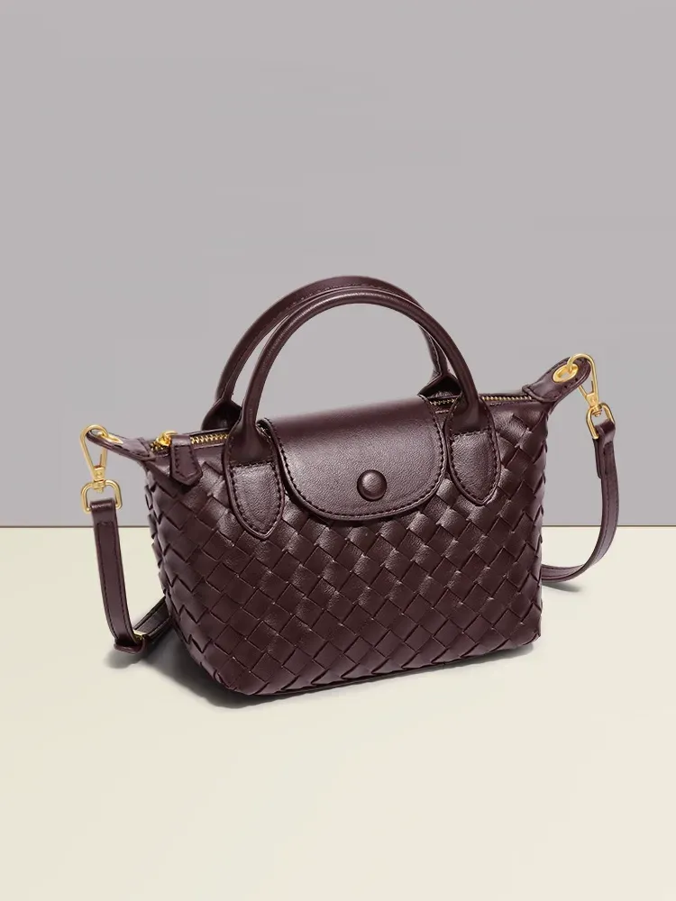 Hand-woven single-shoulder dumpling bag, stylish bucket bag, new and simple women's crossbody bag