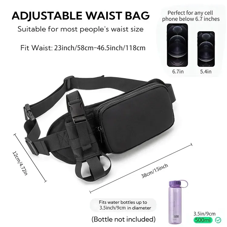 Outdoor sports running waist pack, water bottle waist pack, ultra-lightweight, wear-resistant, waterproof nylon mobile phone waist pack.