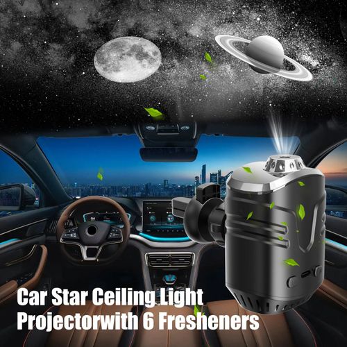Car air freshener with 3D starry sky projection, automatic start stop function, and premium fragrance.  Eliminates odors in the car interior.