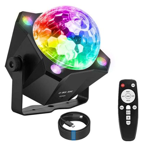 New LED UV stage light, strobe effect, sound-activated, multi-color LED mini stage atmosphere light magic ball light.