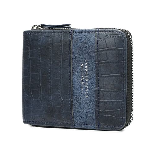 Best-selling men's zippered wallet, vintage style, multiple card slots, multi-functional, horizontal design, casual PU leather wallet.