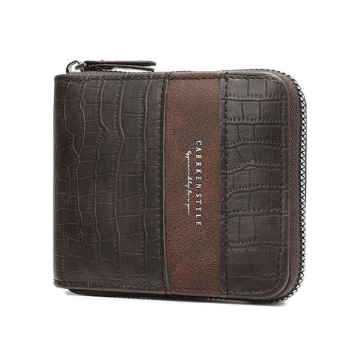 Best-selling men's zippered wallet, vintage style, multiple card slots, multi-functional, horizontal design, casual PU leather wallet.