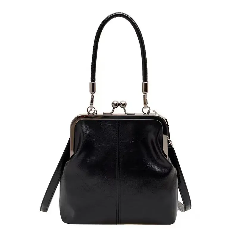 Women's handbag, versatile and stylish, with a clasp closure, suitable for commuting, a simple British-style shoulder bag.
