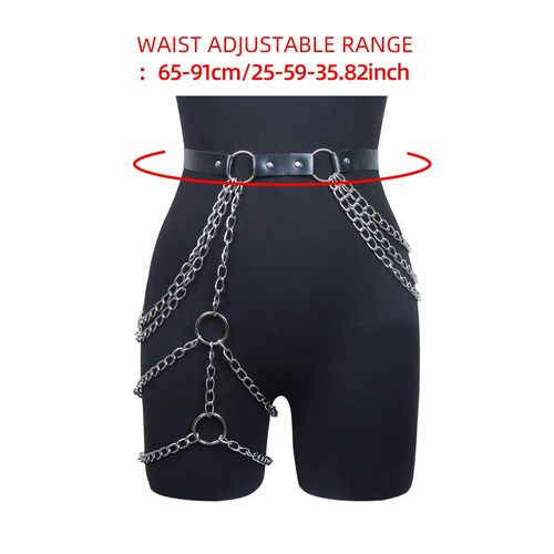 Trendy and sexy waist and leg jewelry: exaggerated neck collar, chest chain, waist chain, leather and alloy chain, multi-layered tassel accessories.