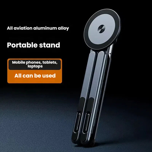 Mini aluminum alloy portable folding laptop tablet stand, handheld selfie stick, and magnetic desktop phone holder.