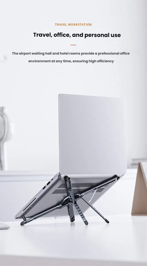 Mini aluminum alloy portable folding laptop tablet stand, handheld selfie stick, and magnetic desktop phone holder.