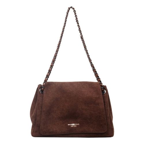 Suede solid color large bag for women, trendy underarm bag, chain crossbody bag