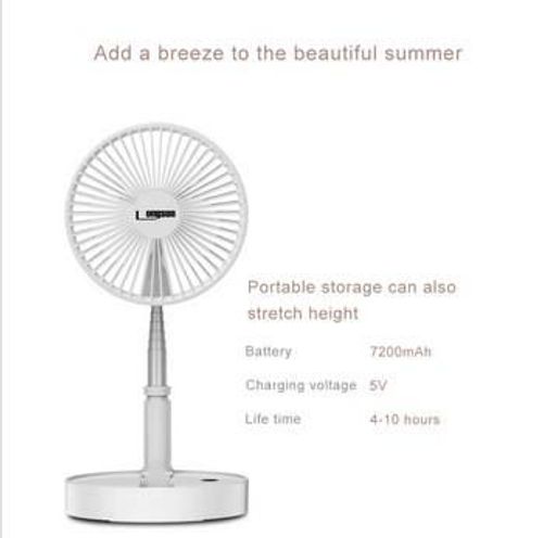 Rechargeable Mini Folding Floor Fan for Outdoor Use — Features Air Circulation, Mist Humidifier, and Collapsible Storage Design