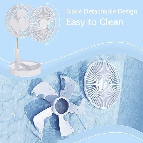 Rechargeable Mini Folding Floor Fan for Outdoor Use — Features Air Circulation, Mist Humidifier, and Collapsible Storage Design