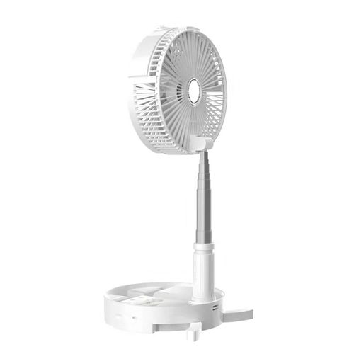 Rechargeable Mini Folding Floor Fan for Outdoor Use — Features Air Circulation, Mist Humidifier, and Collapsible Storage Design