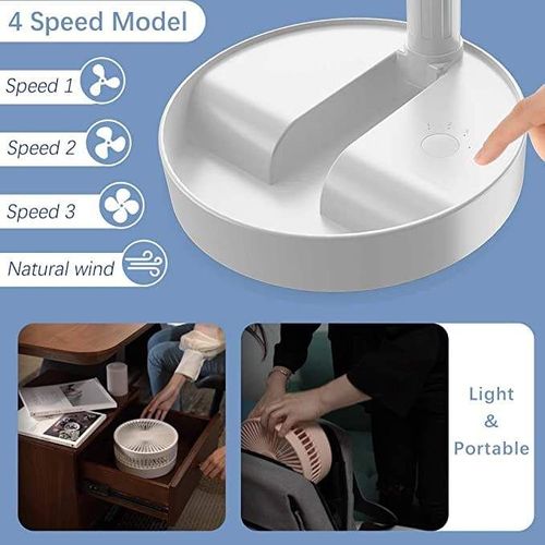 Rechargeable Mini Folding Floor Fan for Outdoor Use — Features Air Circulation, Mist Humidifier, and Collapsible Storage Design