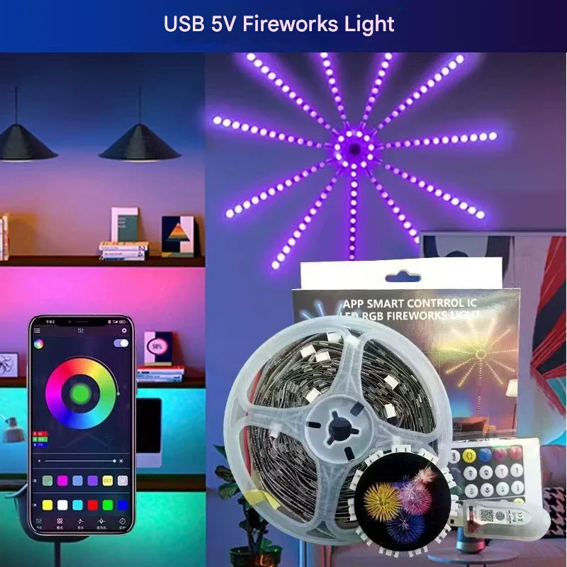 LED5V magic color voice-controlled intelligent fireworks light indoor atmosphere color light net celebrity neon light hot style light strip