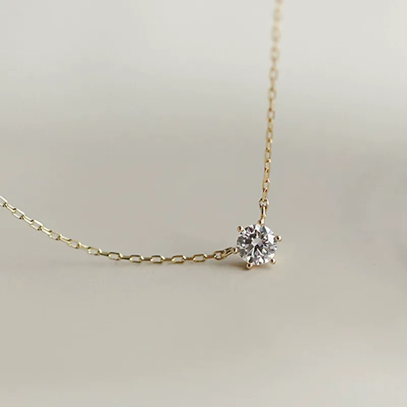Mini single diamond necklace female ins simple design exquisite high-end fashion clavicle chain