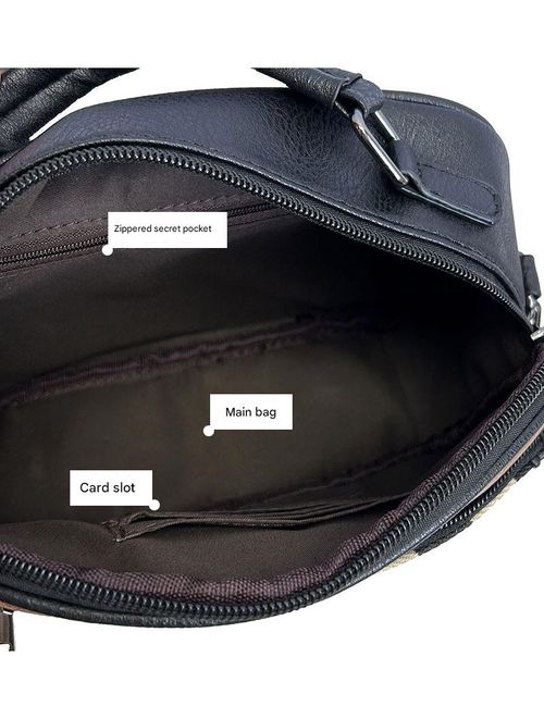 Hot selling canvas checkerboard double zipper handle fashionable crossbody shoulder handbag PU square bag