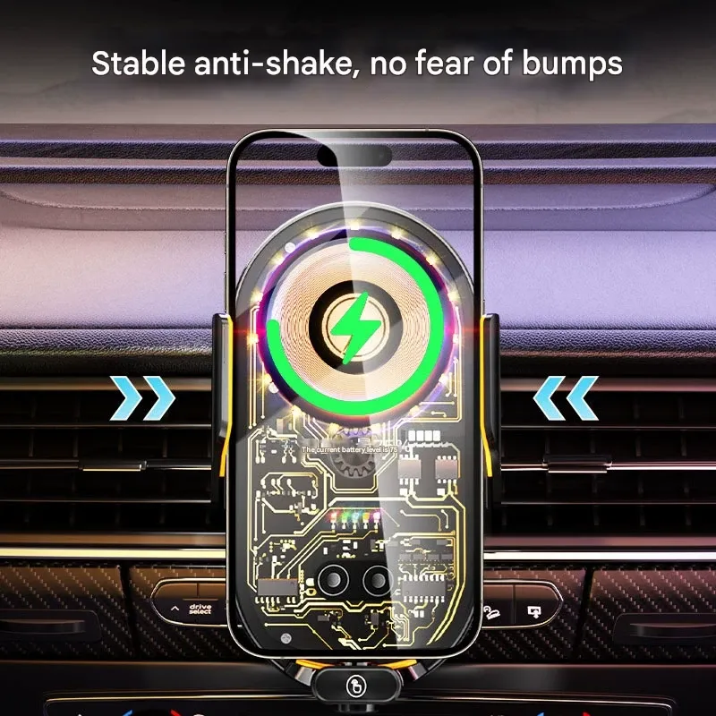 Transparent Magnetic Car Navigation Support Stand Car 66W Wireless Charger Super Fast Charging Car Phone Holder