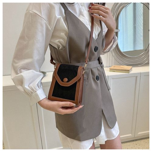 Splicing diamond small bag women's new fashion shoulder messenger bag textured mobile phone bag women's bag
