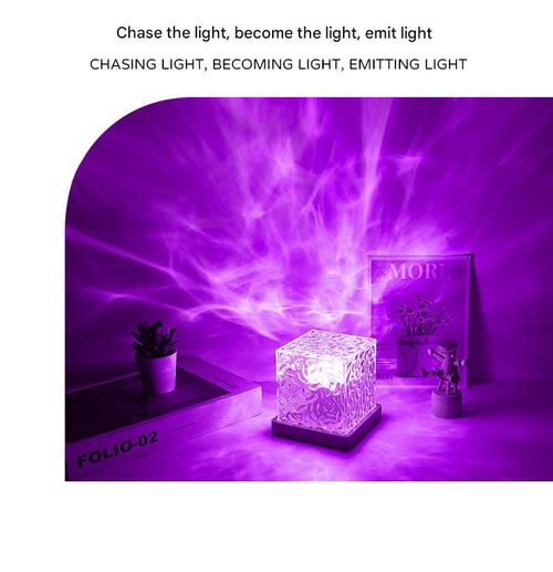 Rotating water ripple night light creative bedside flame atmosphere light romantic gift starry sky projection lamp
