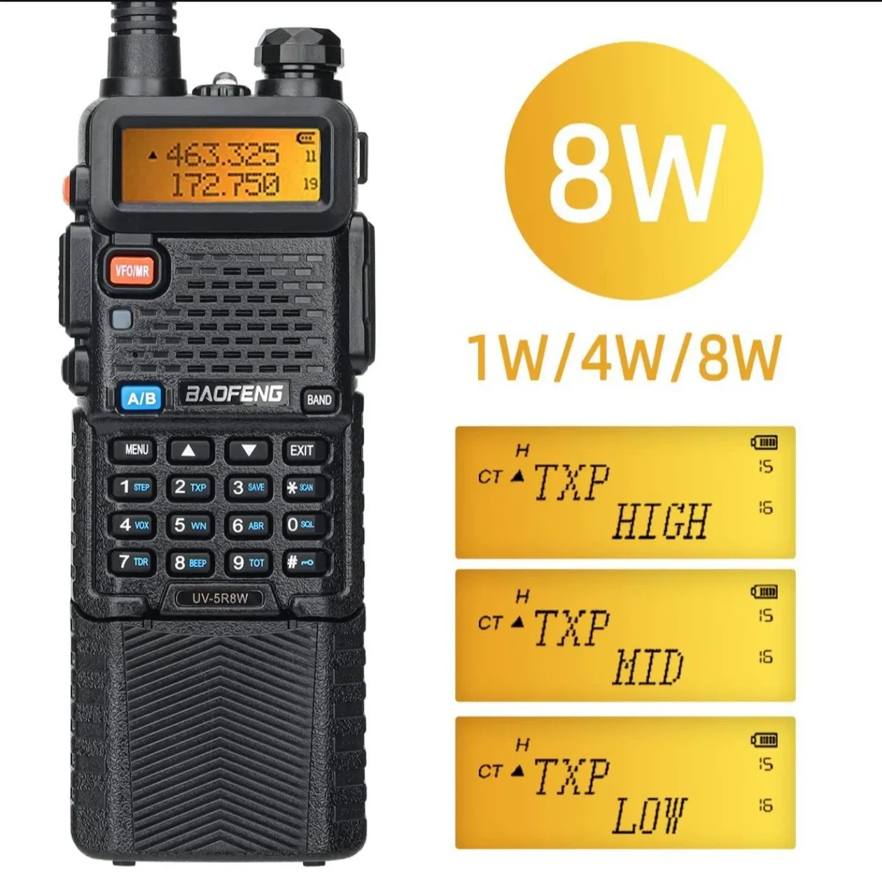 Baofeng UV-5R 8W High Power Handheld Radio! 3800mAh Large Battery, Long-Lasting Outdoor Communication, Suitable for Road Trips Camping Commercial Use