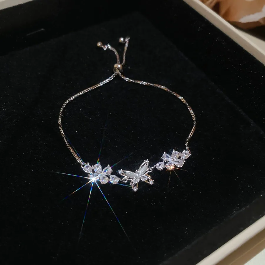 French light luxury micro-inlaid exquisite butterfly bracelet ins trendy versatile temperament creative pull-out bracelet hand jewelry