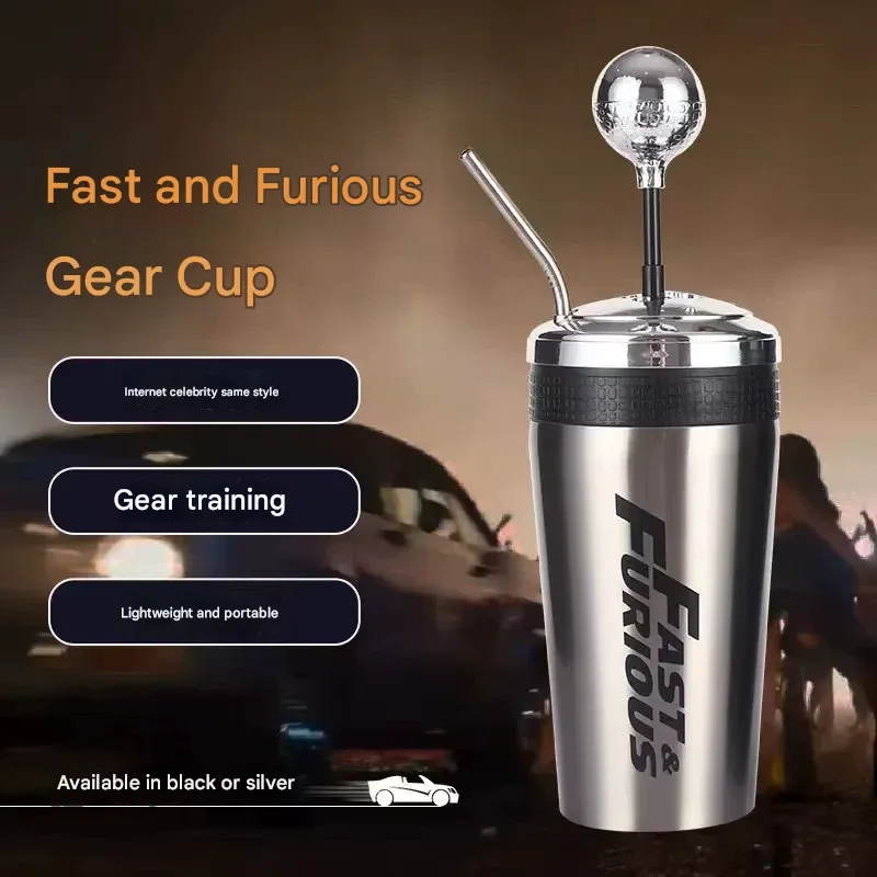 New vacuum 304 large capacity water cup car cup straw insulation cup car shift cup stainless steel car fun shift cup straw coffee cup