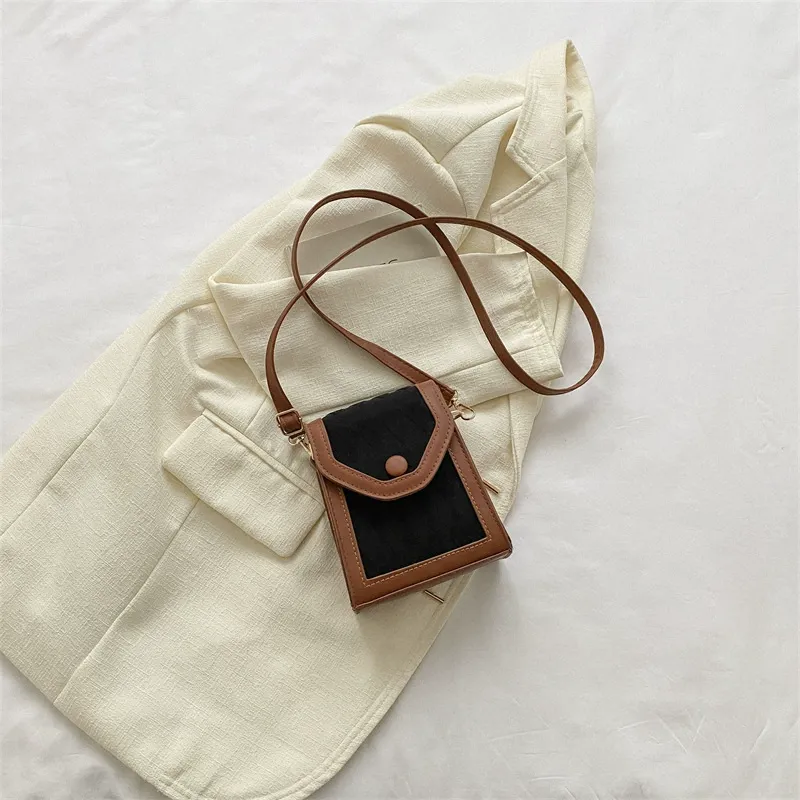 Splicing diamond small bag women's new fashion shoulder messenger bag textured mobile phone bag women's bag