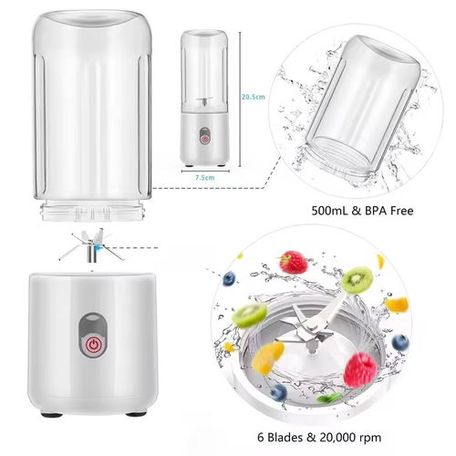 It is down in price！Portable 500ML Electric Juicer Blender Rechargeable Mini USB Juicer 6 Blades Smoothie Fruit Professor Wireless at Home