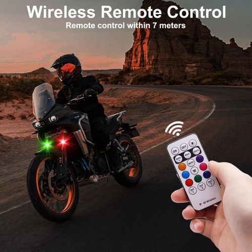 Wireless remote control aircraft light, drone navigation light, motorcycle and car universal eight-color flashing warning light (three lights plus remote control)