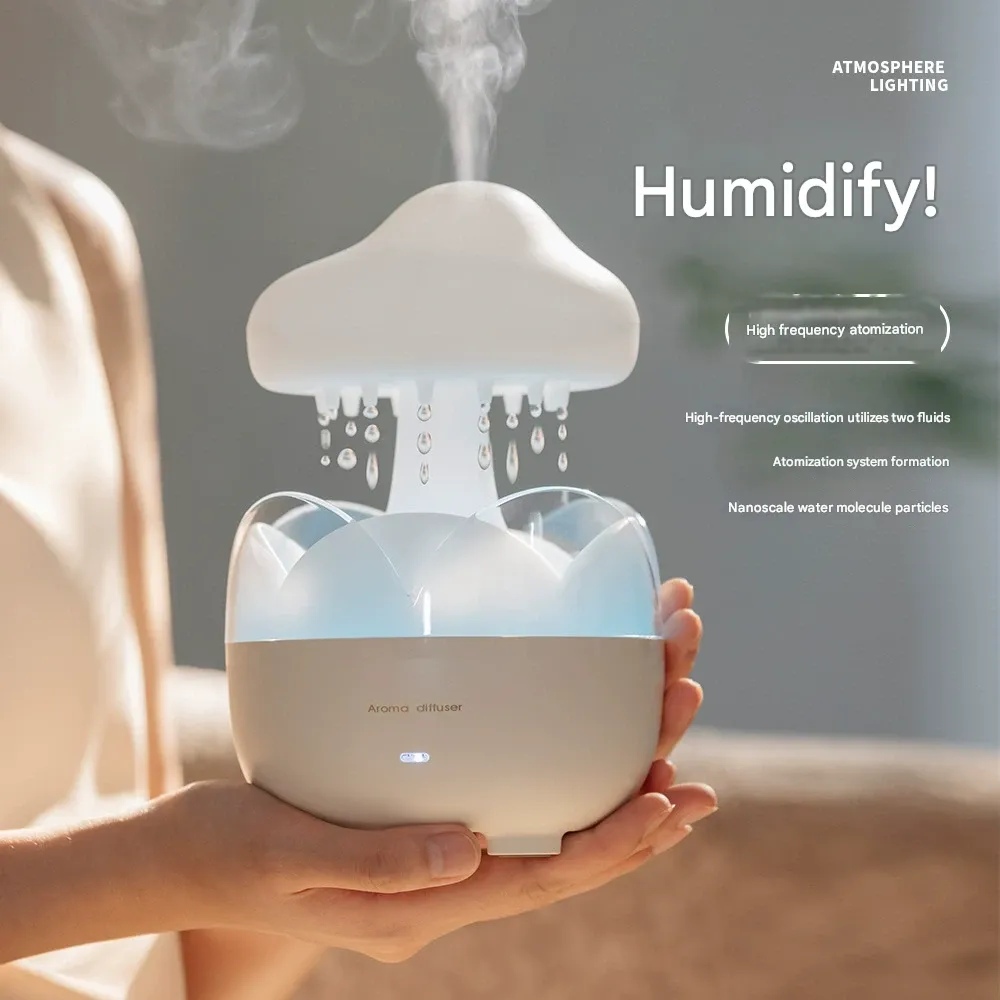 Raindrop Aroma Diffuser Household Small Automatic Sprayer Essential Oil Aromatherapy Colorful Atmosphere Light 24V