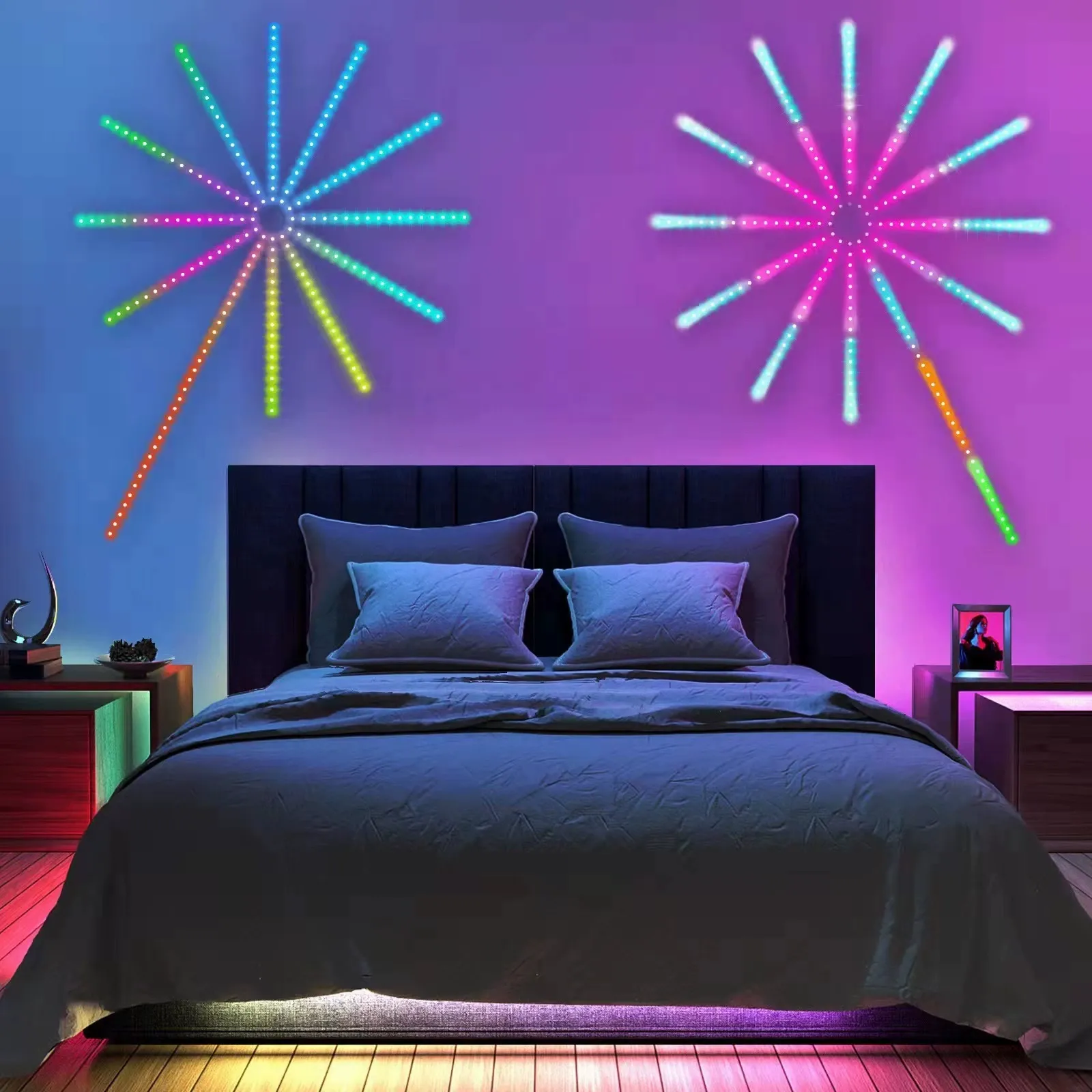 LED5V magic color voice-controlled intelligent fireworks light indoor atmosphere color light net celebrity neon light hot style light strip