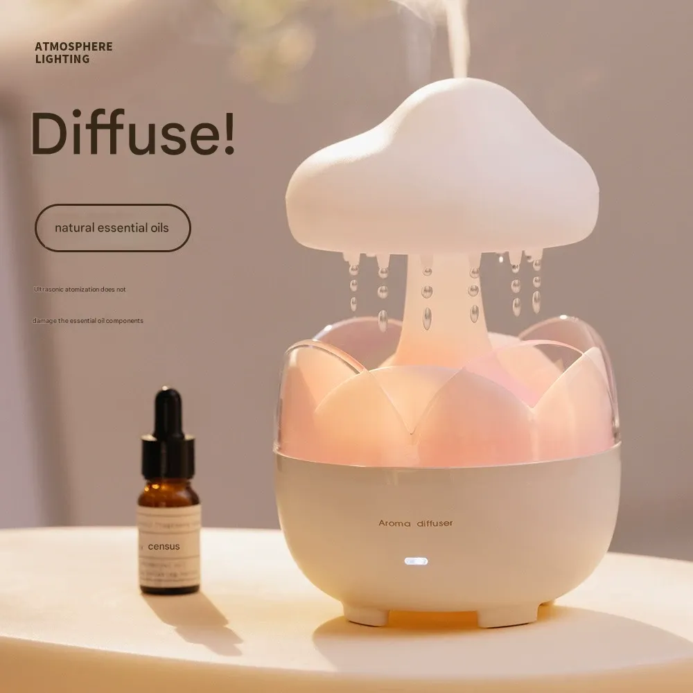 Raindrop Aroma Diffuser Household Small Automatic Sprayer Essential Oil Aromatherapy Colorful Atmosphere Light 24V