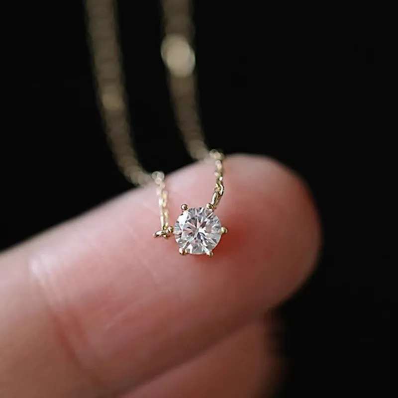 Mini single diamond necklace female ins simple design exquisite high-end fashion clavicle chain