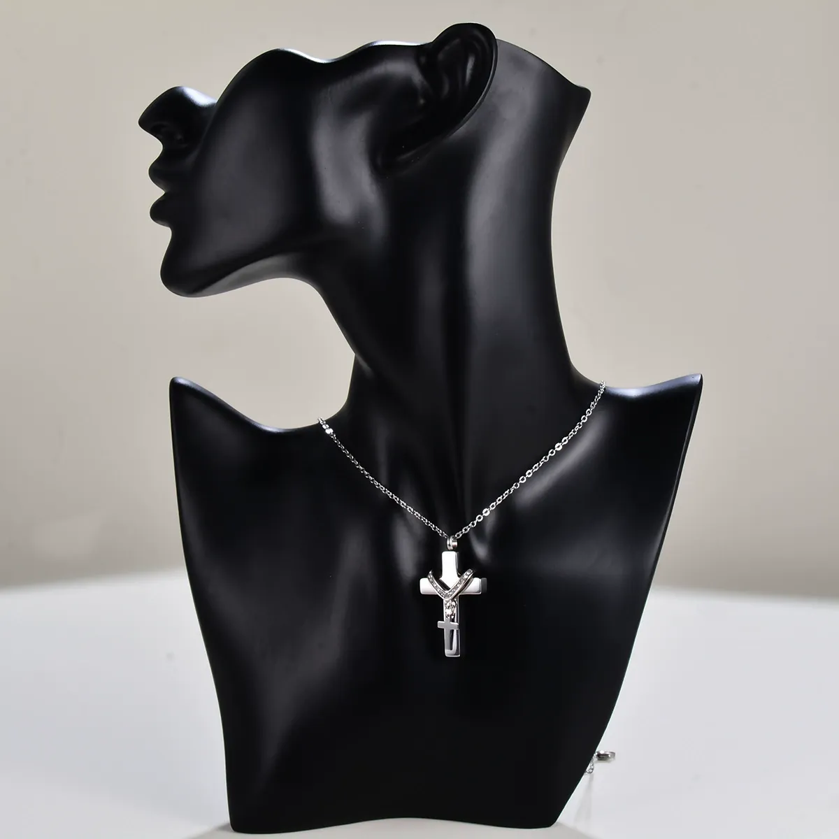 Hot selling fashion cross necklace can open perfume bottle pendant memorial loved ones pet ashes necklace