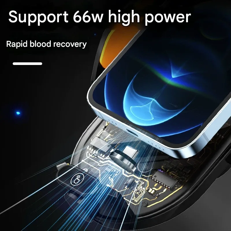 Transparent Magnetic Car Navigation Support Stand Car 66W Wireless Charger Super Fast Charging Car Phone Holder