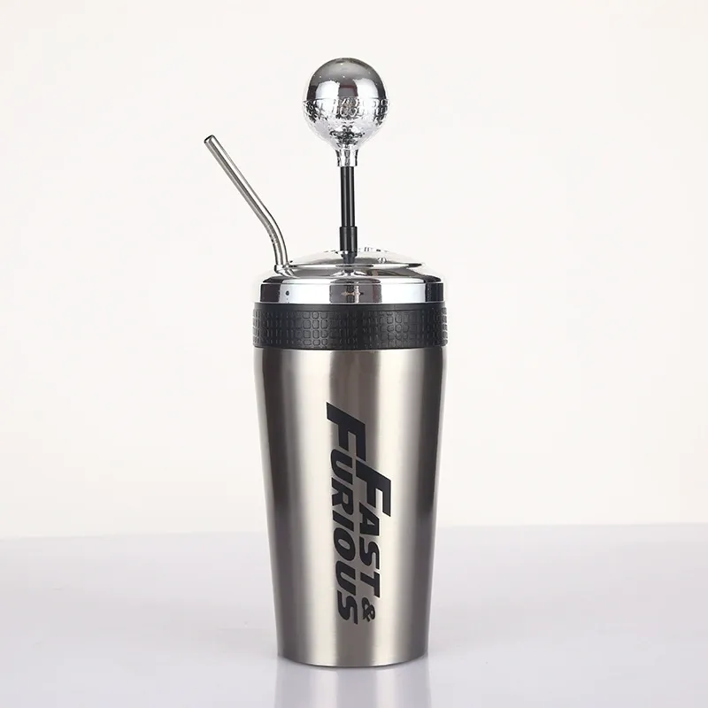 New vacuum 304 large capacity water cup car cup straw insulation cup car shift cup stainless steel car fun shift cup straw coffee cup