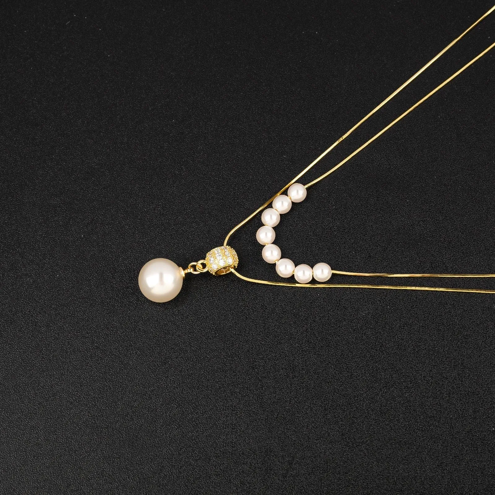 Double-layer water drop pendant pearl necklace 2025 new style light luxury high-end clavicle chain versatile popular necklace for women