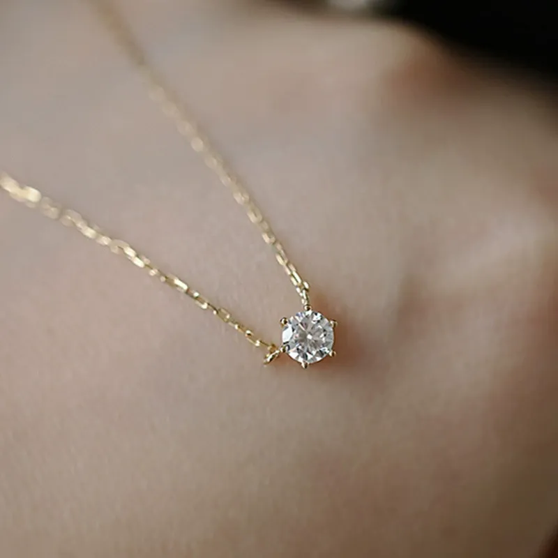 Mini single diamond necklace female ins simple design exquisite high-end fashion clavicle chain
