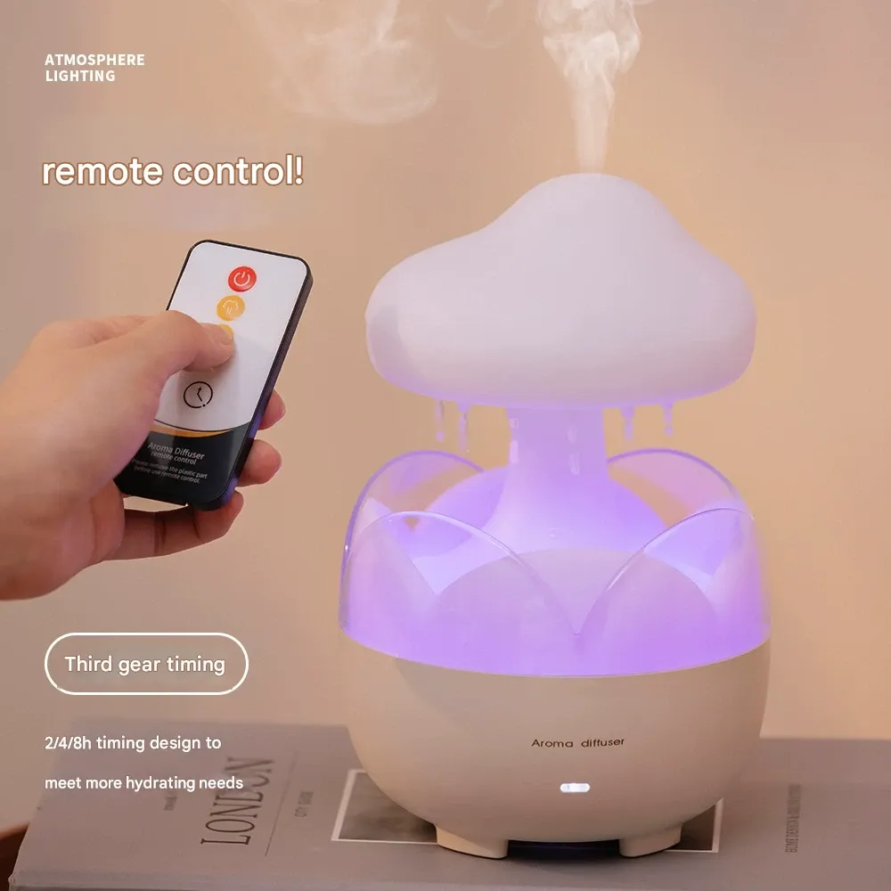 Raindrop Aroma Diffuser Household Small Automatic Sprayer Essential Oil Aromatherapy Colorful Atmosphere Light 24V
