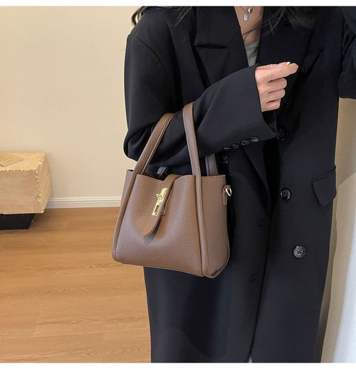 Simple high-end bag for women, fashionable and versatile retro commuter messenger bag, textured portable bucket bag