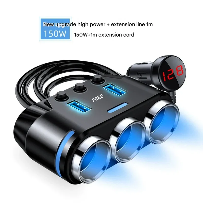 3-in-1 Fast Charging Car Charger! USB Car Adapter Plug Design, Charge Multiple Devices Simultaneously, Practical for Daily Commuting Long-Distance Trips