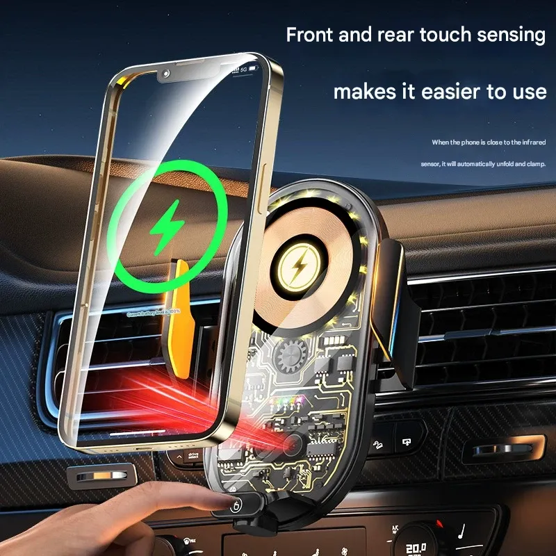 Transparent Magnetic Car Navigation Support Stand Car 66W Wireless Charger Super Fast Charging Car Phone Holder