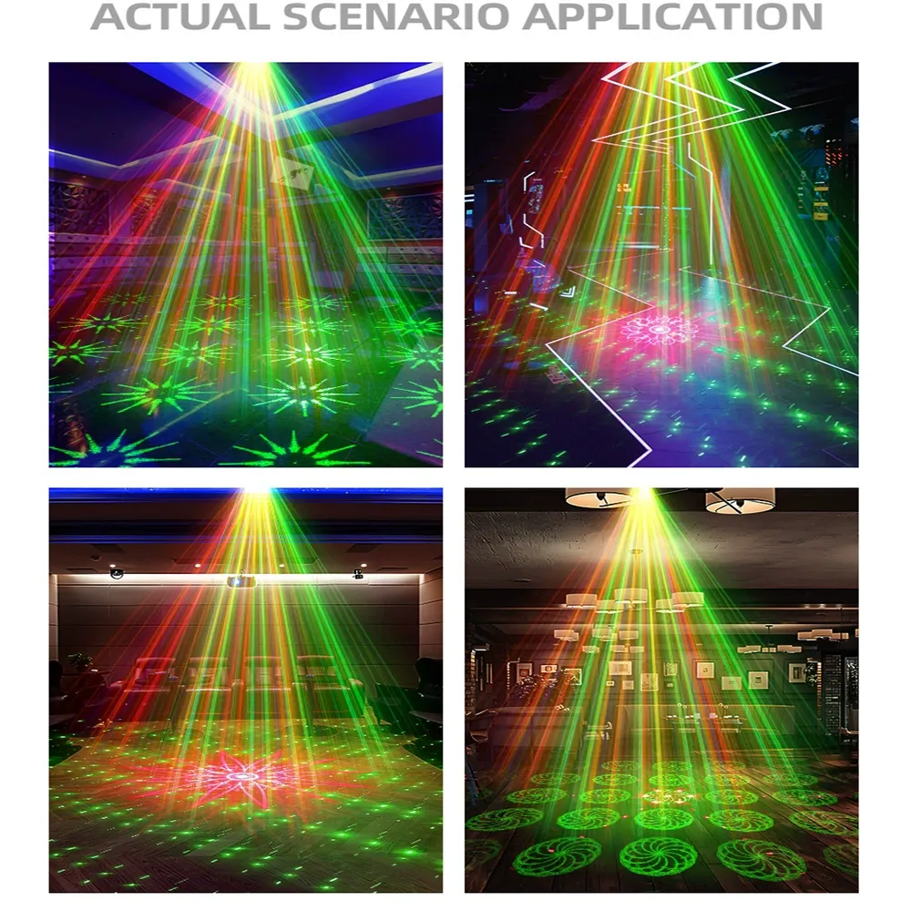Red and green double hole laser colored light star projector music queue party outdoor mini atmosphere light