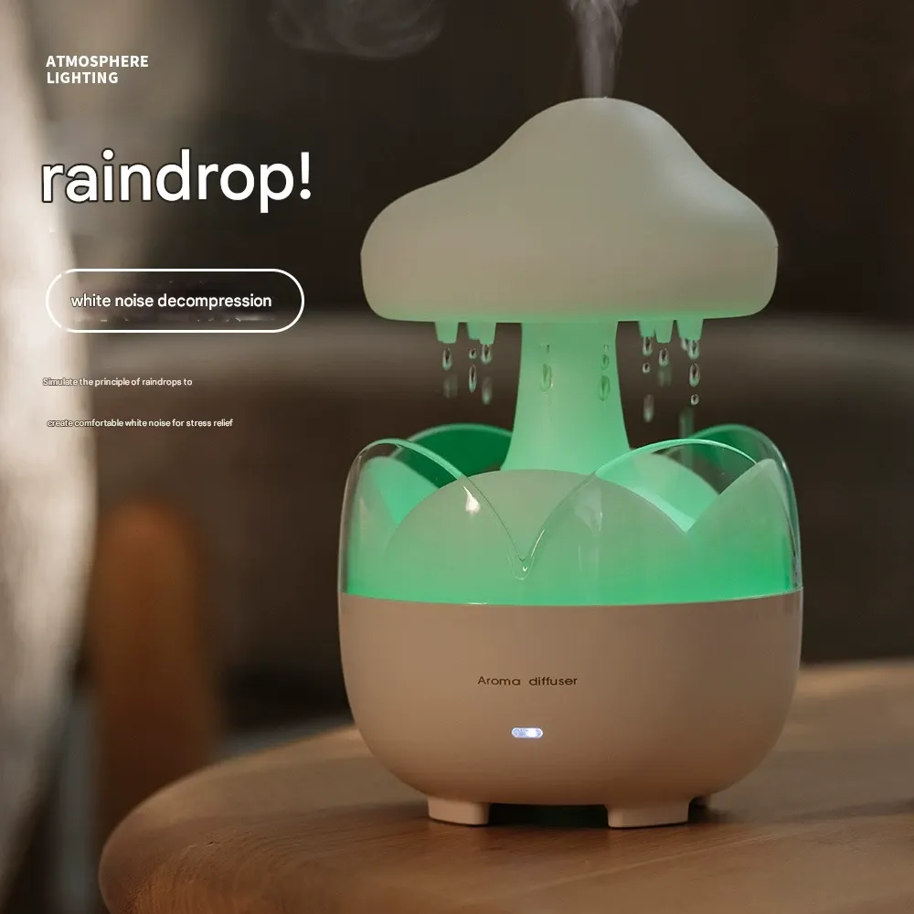 Raindrop Aroma Diffuser Household Small Automatic Sprayer Essential Oil Aromatherapy Colorful Atmosphere Light 24V